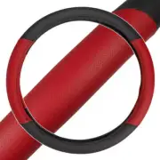 Two Tone Perforated PU Leather Steering Wheel Cover For Car Van SUV Truck Red (for: Kia)