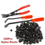 Car Upholstery Trim Clips Remover Plier Tool+100pcs Nylon Bumper Fastener Clips (for: Fiat)