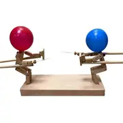 Balloon Bamboo Man Battle - New Handmade Wooden Fencing , Wooden Bots Battle Game, B As Shown