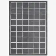 Checker Wool Rug-Box 6422-Grey/Ivory
