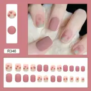24pcs Mocha Matte Tulip Pre-made False Nails, Removable Nail Stickers Nail Art
