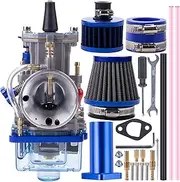 PWK 24mm Carburetor Carb Intake Pipe Manifold Air Filter Jet Kit for CT200U BT200X Predator 196cc 212cc GX160 Baja Warrior Massimo MB200 Mini Bike Go Kart Engine Performance Parts Racing （Blue）…