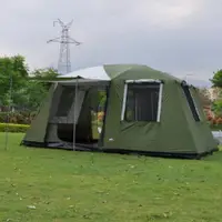 在飛比找ETMall東森購物網優惠-兩房一廳防暴雨 多人雙層野營戶外大帳篷 4-6-8-10人兩