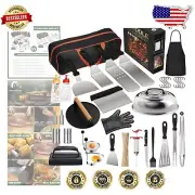 Durable Stainless Steel Griddle Accessories Kit with Melting Dome & Burger Press