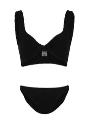 Hunza G Juno Seersucker Bikini, Bikini, Black - One Size One Size