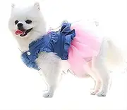 (XL, Pink) - BBEART Pet Clothes, Sweet Bowknot Small Dog Skirt Girl Tutu Clothing Puppy Cat Sleeveless Apparel Teddy Clothes Harness Wedding Dresses for Spring and Summer