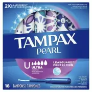 Tampax Pearl Ultra Absorbency Unscented Tampons Leakguard Protection 18 Count