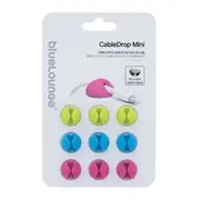 9pc BlueLounge CableDrop Mini Cable/Tie Organiser Cord Holder Bright Desk/Wall
