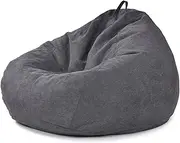 UYSOFRCV Linen Bean Bag Chair Cover, Solid Color Simple Design Outdoor and Indoor Lazy Sofa Lounger Plush Toy Storage Clothes Organizer Floor Seat, Without Filling,Black,100x120cm