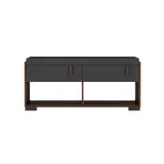 Lancester Open Shelves Coffee Table With 2 Drawers - Walnut & Dark Grey