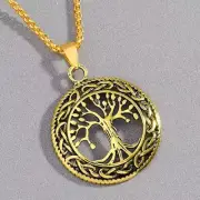 Men Women Gold Tree of Life Pendant Necklace Celtic Irish Jewelry Chain 24" Gift