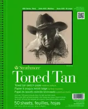 Strathmore 400 Series Toned Tan Sketch Pad, 9"x12"" 50 Sheets Wired Bound