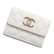 CHANEL Tri Fold Wallet Matlasse Coco Mark Caviar Skin AP3973 CHANEL Wallet White