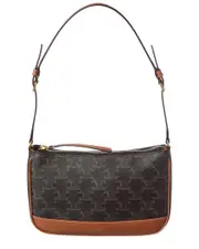 CELINE Triomphe Canvas & Leather Shoulder Bag