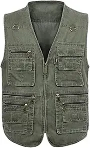 [Bciopll] Men Thin Denim Cowboy Vests Casual Multi-Pocket Zippered Large Size Outdoor Jeans Vest Jacket