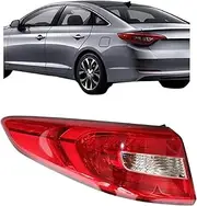 Compatible With Hyundai Sonata 2015 2016 2017， Halogen Outer Tail Lights Assembly Red+Clear Lens Lamp Driver Left Side