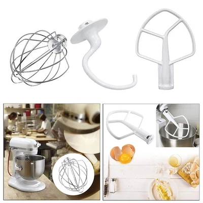 3Pcs Mixer Replacement Set Flat Beater K45WW Wire Whip Dough Hook Mixer Accessor