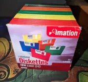 Imation Rainbow 3.5" Floppy Disks 1.44MB Diskettes 25 Pack IBM Formatted 2HD