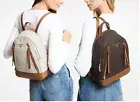 Michael Kors Brooklyn Medium Logo Backpack Brown or Vanilla $298 NWT Packed
