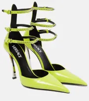 [Versace] Versace Pin-Point embellished leather pumps AU 5 green