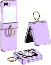 Finger Ring Bracket Case for Samsung Galaxy Z Flip 6 5 flip 4 3 Screen Protection Slim Cover,Purple,for Samsung Z Flip 4