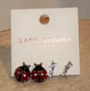 Lane Bryant LADYBUG EARRINGS Red Black Enamel Silver Tone LUCKY