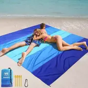 WIWIGO Beach Blanket, Sandproof Beach Mat 79" X 83" /10'x9'for 2-8 Adults Wat...