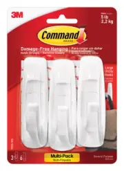 Command 17003-3ES White 5 lbs. Capacity Large Plastic Hook 3-7/8 in. (Pack of 2)