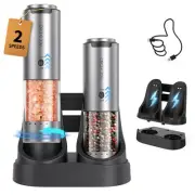 Rechargeable Salt and Pepper Grinder Set Stainless Steel Electric Pepper Grin...