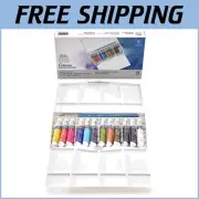 Winsor & Newton 12 Tube Watercolor Set - Excellent Tinting with Travel Brush