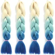62cm Synthetic Gradient Coloured Braiding Hair Extensions -Beige&Mint&Blue