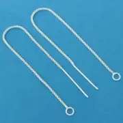 2 Sterling Silver Threader Earrings with Loop Jewelry Making 4"