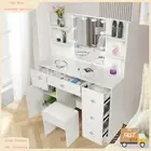 Vanity Dressing Table Stool Set with LED Mirror Makeup Vanity 5 Drawer Furniture