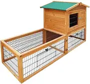 i.Pet Chicken Coop Large Rabbit Hutch, Coops Wooden Pet House Run Cage Walk in Guinea Pig Ferret Bunny Hen Chook, Metal Outdoor Door Roof Hatch Nestiong Box Farm Tray