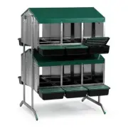 Nesting Box Metal Rollaway Battery - 12 Hole - Double Row, Double Sided with Leg
