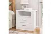 Artiss Bedside Table 2 Drawers with Shelf - TARA White