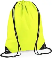 (Fluro Yellow) - BagBase Unisex BG010FYEL Premium Gymsac Bag, Fluorescent Yellow, Medium