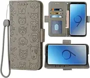 Compatible with iPhone 14 Pro Max 6.7 inch Wallet Case Wrist Strap Lanyard and Leather Flip Card Holder Stand Cell Accessories Mobile Phone Cover for S 23 23S GS23 G5 SM-S911U 6.1 inch Women Men Grey