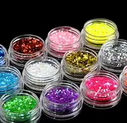 12 Mixed Color Shiny Hexagon Sequins Set, Beauties Factory 3g Nail Art Sparkling Small Hexagon Dots Foil DIY Decorations Decals