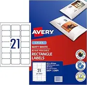 Avery A4 Matt Rectangle Labels - Product Stickers - Small Business Supplies - Photo Quality Sticker Paper, 63.5 x 38.1 mm, 420 Labels/20 Sheets (959774/ L7160CL)