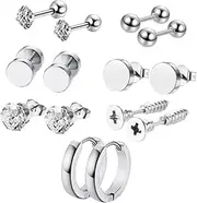 [COSMEVIVI] Pcs Fashion Ear Jewelry Creative Design Silver Hoop Earrings Helix Earring Set for Men Stylish Nightclub Earbob