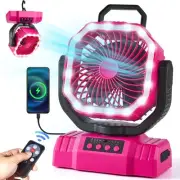 Portable Camping Fan with LED Lantern, 20000mAh Rechargeable Battery Powered ...