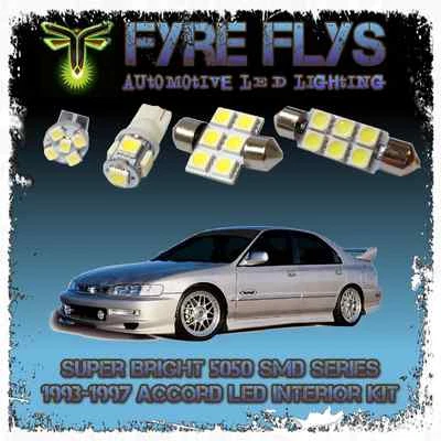 White LED interior lights package kit for 1993-1997 Accord 8 pcs 5050 series SMD (for: Honda)