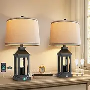Apsung Bedside Lamps Set of 2, Dual Light Bedside Table Lamp for Bedrooms Living Room, 3 Way Dimmable Nightstand Lamp, Touch Control Table Desk Lamps with USB-C & USB-A Ports for Home Office Study
