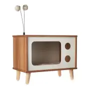 Purr-View Retro TV Cat Condo with Jute Scratching Pad & Washable Mat, Cat House