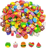 Cretty-Meet 150 PCS Novelty Mini Eraser Small Pencil Erasers Fun Animal Cake Fruit Cute Eraser for Classroom Rewards, Prizes Party Favors