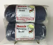2 Vtg Pepperell 4mm Bonnie Navy Blue ? Macrame Braid Craft Cord, 100 Yards Each