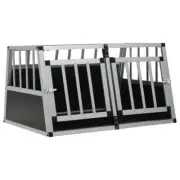 Double Door Pet Crate Transport Carrier Dog Puppy Aluminium Cage Travel Kennel