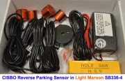 CISBO Light Maroon Colour Reverse Parking 4 Sensor Aid Kit Audio Buzzer Alarm