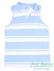 New Womens Puma Cloudspun Stripe Sleeveless Polo Small S Serenity MSRP $55